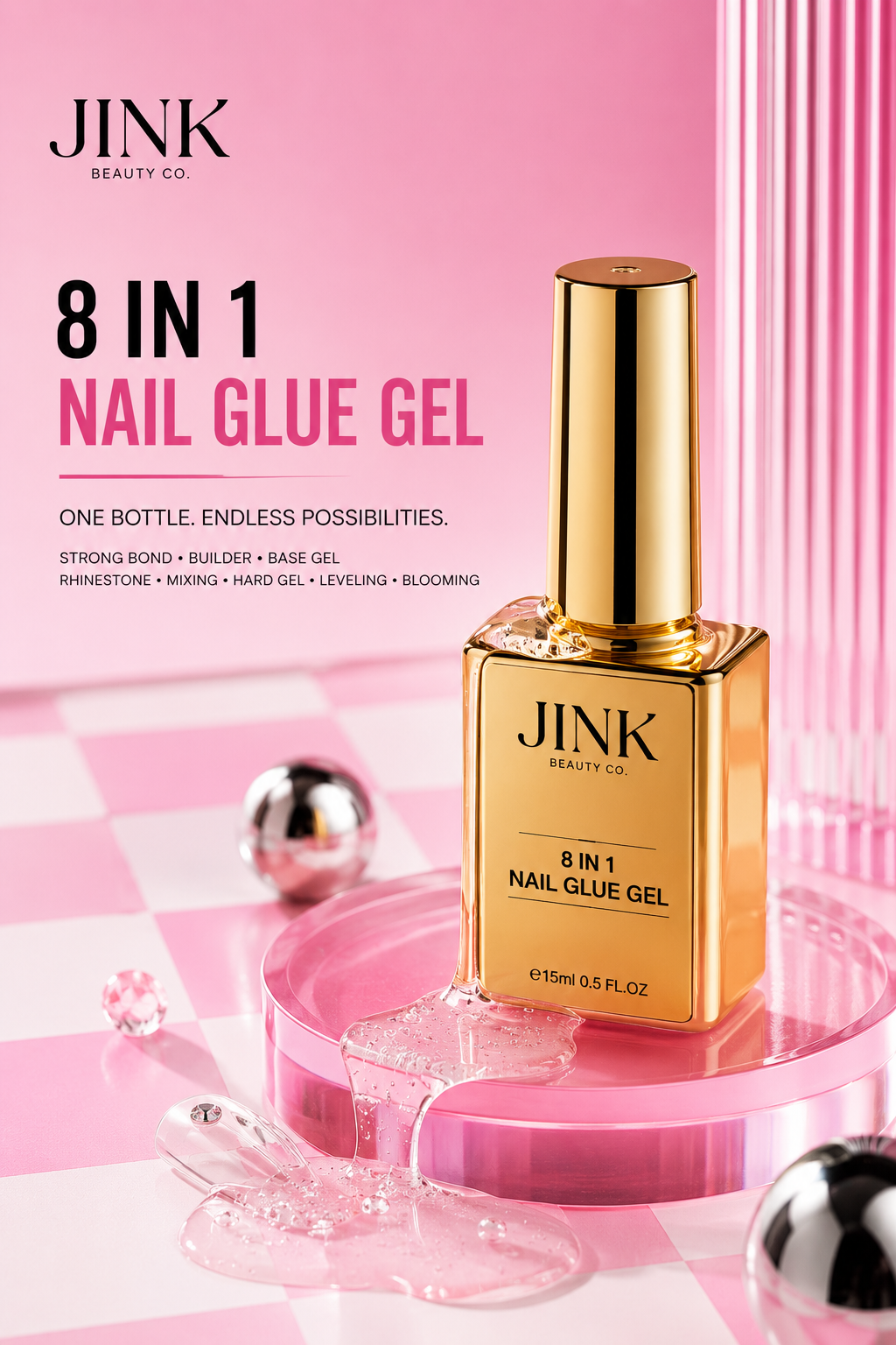JINK 8 in 1 Nail Glue Gel