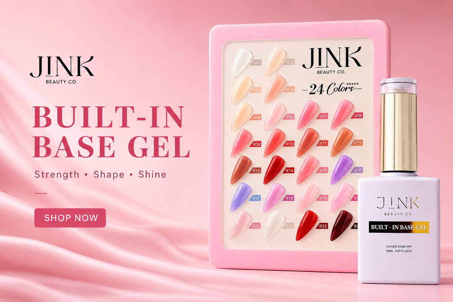 JINK BUILDER GEL IN BOTTLE -24 Luxe Shades + Clear ( Top-rated )